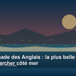 Illustration éditoriale originale pour Promenade des Anglais : la plus belle heure pour marcher côté mer sur rivierastays.fr